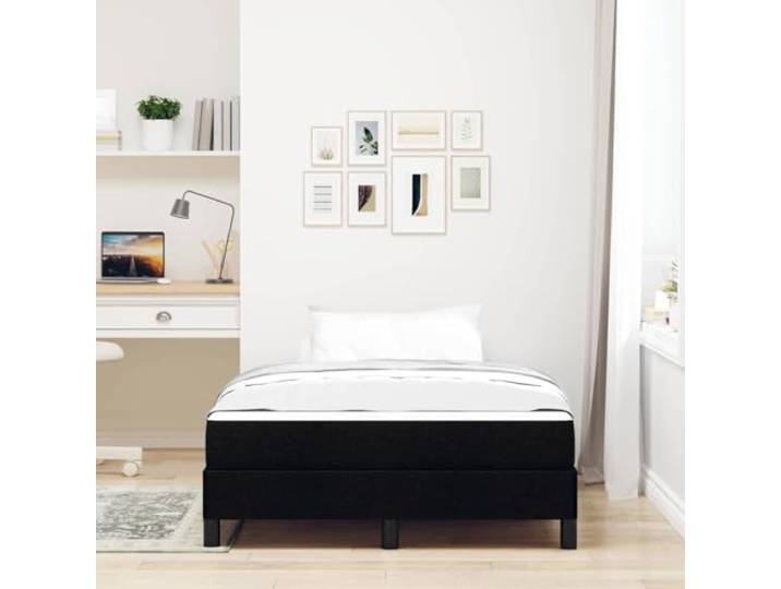 KTHLBRH Boxspringbett mit Matratze, Schwarz, 120 x 190 cm Atmungsaktiver Stoff, Holzrahmen, modernes Design, Kapazität 280 kg