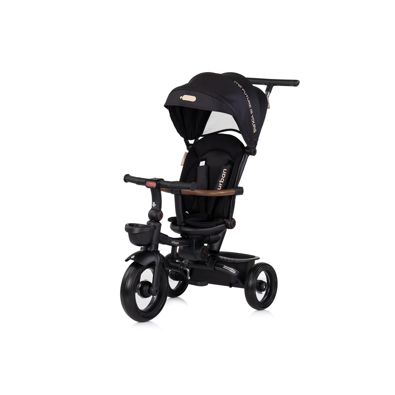 Chipolino Dreirad, Tricycle Urban Lenker mit Licht, klappbar, Sitz drehbar, Korb schwarz