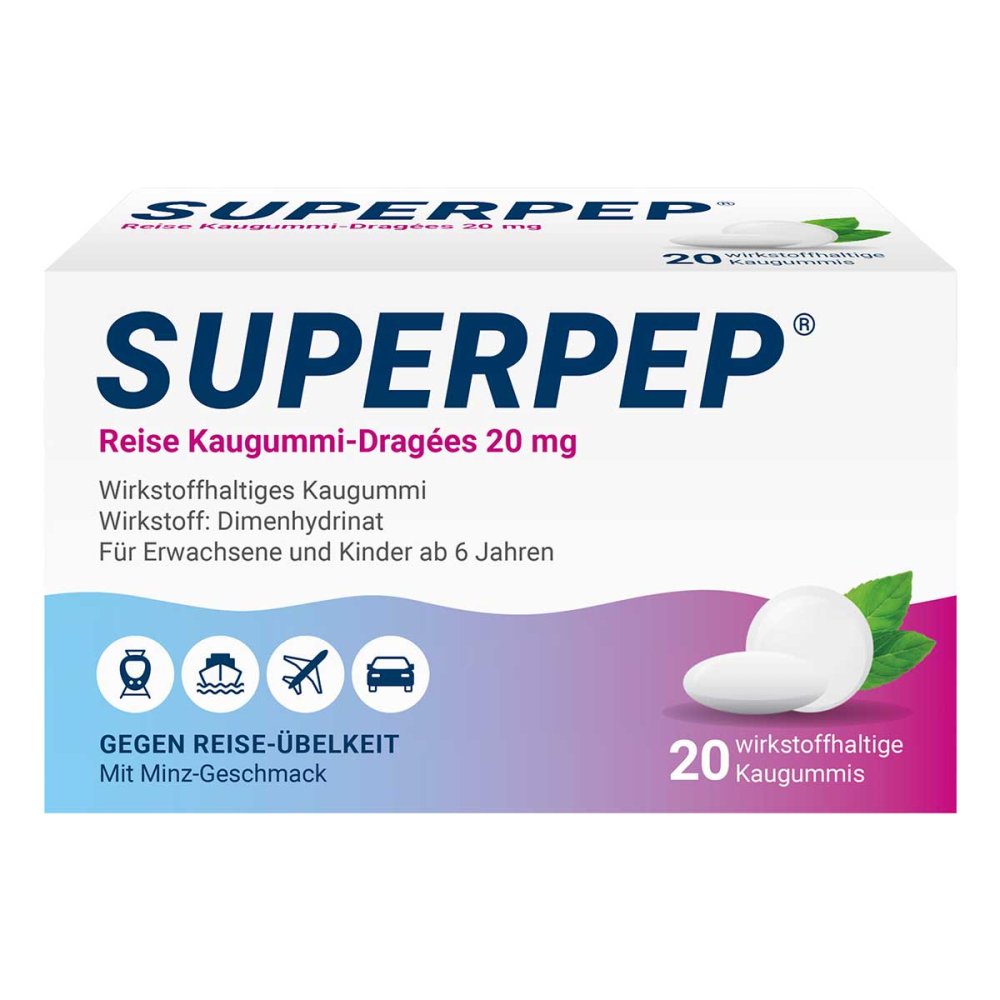 HERMES Arzneimittel GmbH Superpep Reise Kaugummi-Dragees 20mg 07560067