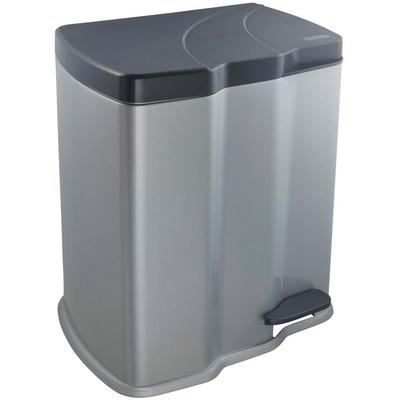 Mülleimer KEEEPER "gunnar", grau (silberfarben, anthrazit), B:39,5cm H:43cm T:29cm, Kunststoff, Mülleimer, Mülleimer, Treteimer 7 l + 15 l, mit 2 Abfallbehältern, Made in Europe