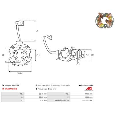 AS-PL Halter, Kohlebürsten sbh3017 770mm