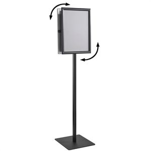 Böttcher-AG Infoständer Classic aus Aluminium, schwarz, A3, 132 cm Höhe, Hoch- oder Querformat, beidseitig