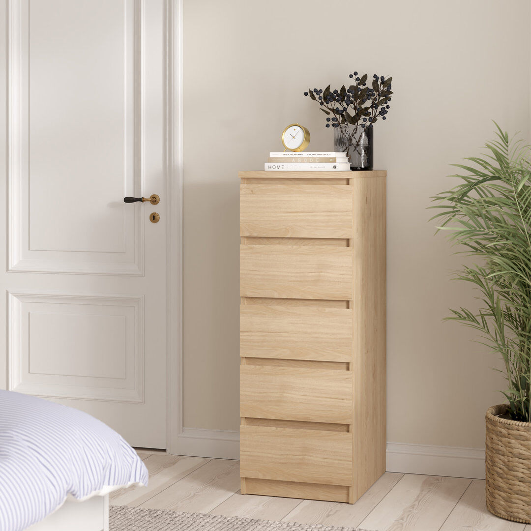 Latitude Run Parley 40.4 cm W Chest of 5 Drawers Jackson Hickory Oak 11.2cm H X 40.4cm W X 50cm D