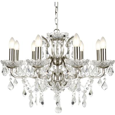 SEARCHLIGHT Kronleuchter "Hängeleuchte Paris, 8-flammig", silber (satiniertes silber und klares), 8, Ø 70cm H: 43cm, 1 Stk., Leuchten, Glamourös, Kronleuchter