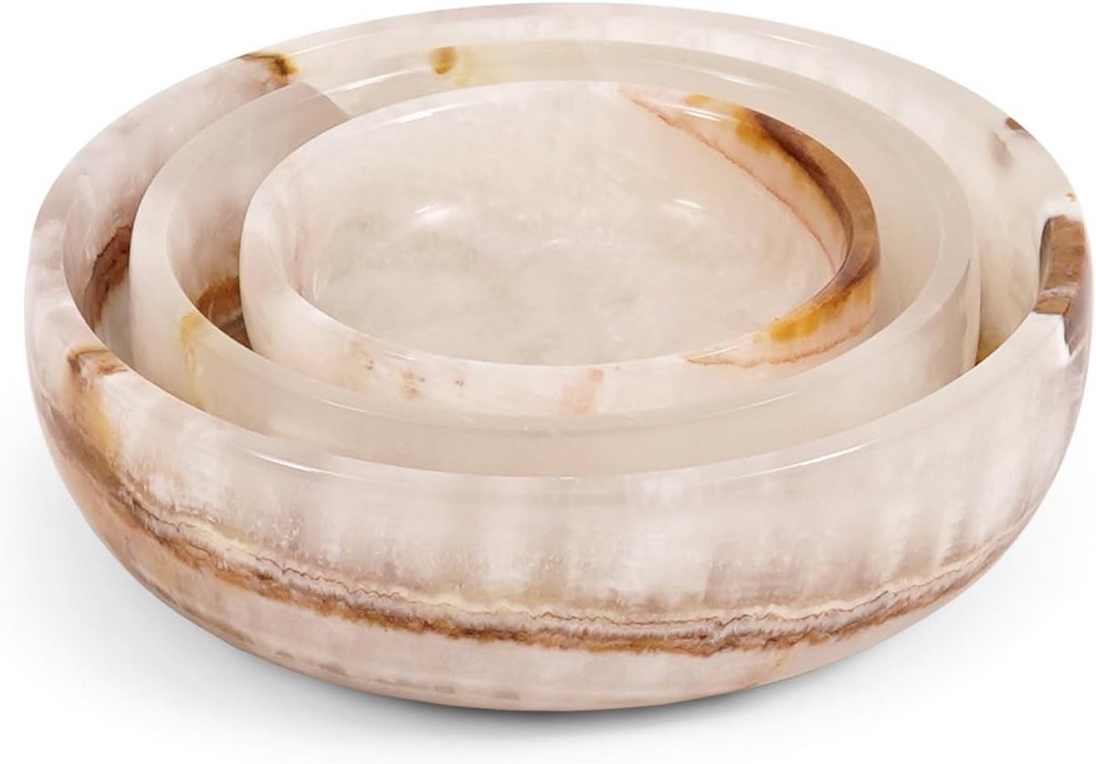 Set van 3 kleine witte onyx kommen