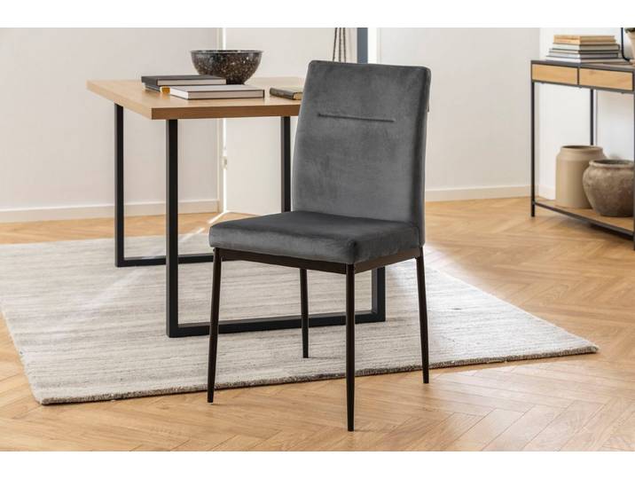 ACTONA GROUP Esszimmerstuhl Doris (Set, 2 St), mit lebendigem Stoff, schlanke, schwarze Metallbeine