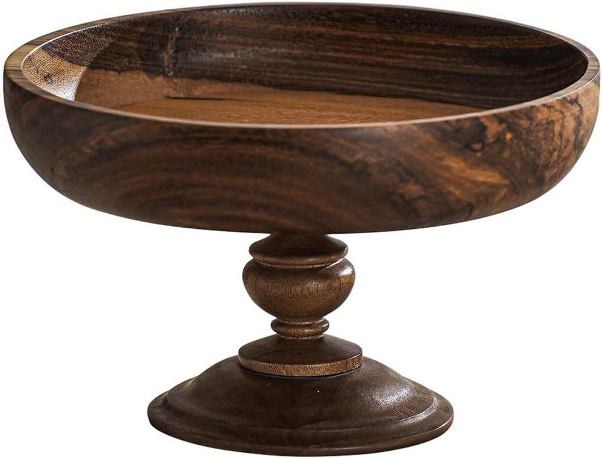 Handgemaakte houten serveerschaal - Decoratieve kom - 21 cm - Natuurlijk hout
