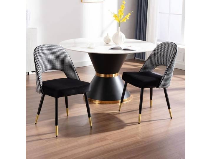 Wahson Chaise de Salle à Manger Lot de 2 Chaise Salle à Manger Chaise de Cuisine avec Pieds en Métal pour Cuisine Velours Noir