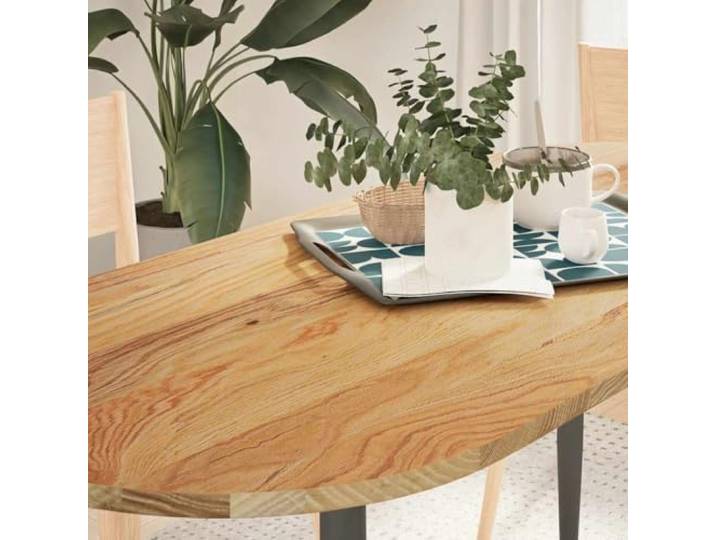 PTUGUOF Massivholz Tischplatte Eiche Hellbraun 140x60x2 cm Oval Robust, Pflegeleicht, Vielseitig Als Couchtisch Oder Stehtisch, Einzigartige Maserung