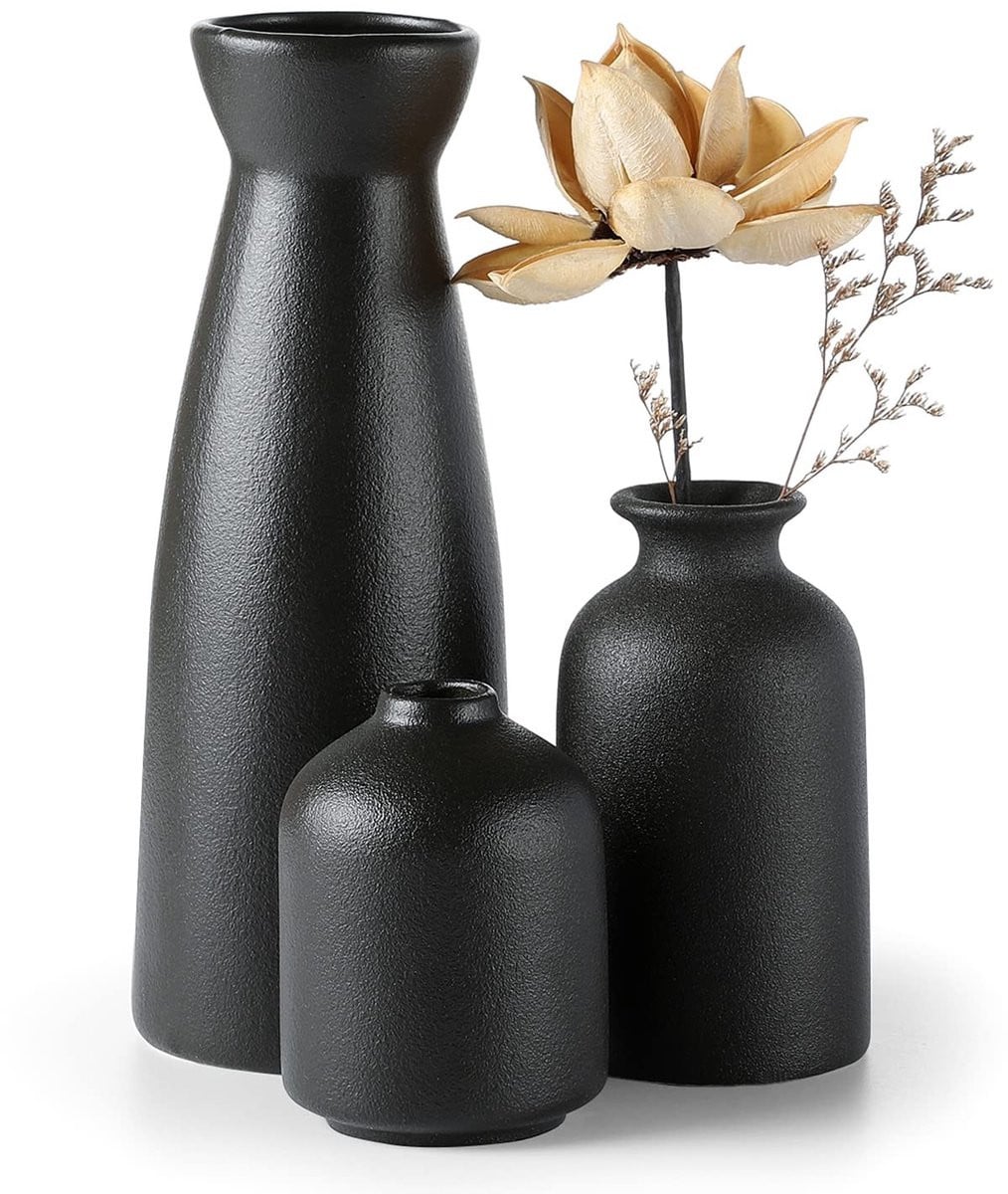 Set van 3 zwarte keramische vazen voor decoratie