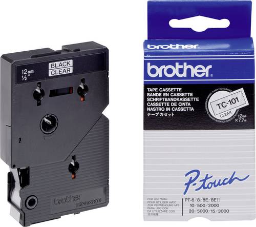 Brother TC TC-101 Bandfarbe: Transparent Schriftfarbe:Schwarz 12 mm 7.7 m