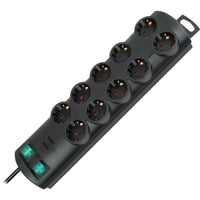 Primera-Line Steckdosenleiste 10-fach Duo schwarz, 2 Meter
