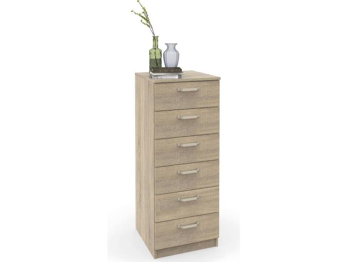 Briebe Prakt Commode de chambre à coucher\, commode haute à 6 tiroirs\, 110x40x40 cm bois