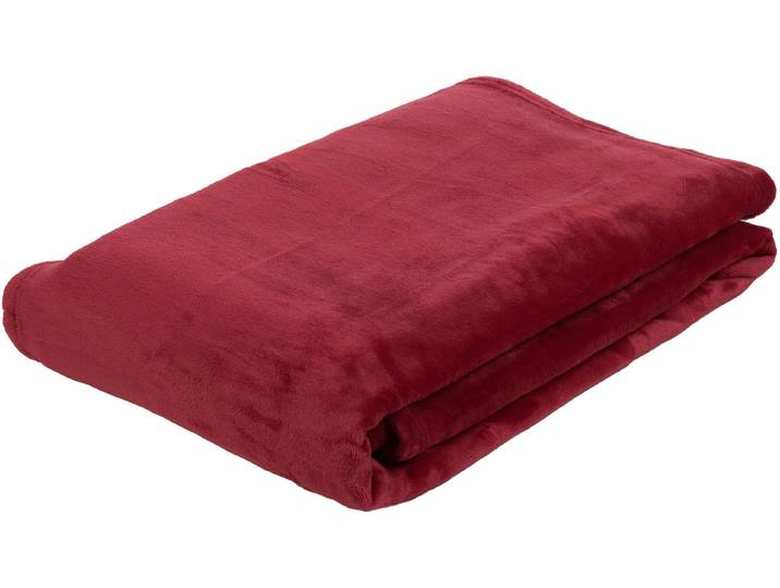 Wohndecke GÖZZE Memphis , rot, B:180cm L:220cm, Polyester, Wohndecken, Wohndecke, in tollen Unifarben, Kuscheldecke