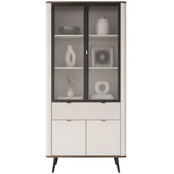 VITRINE AUTUMN 2D2W1S mit Schublade, Kaschmir / Nussbaum