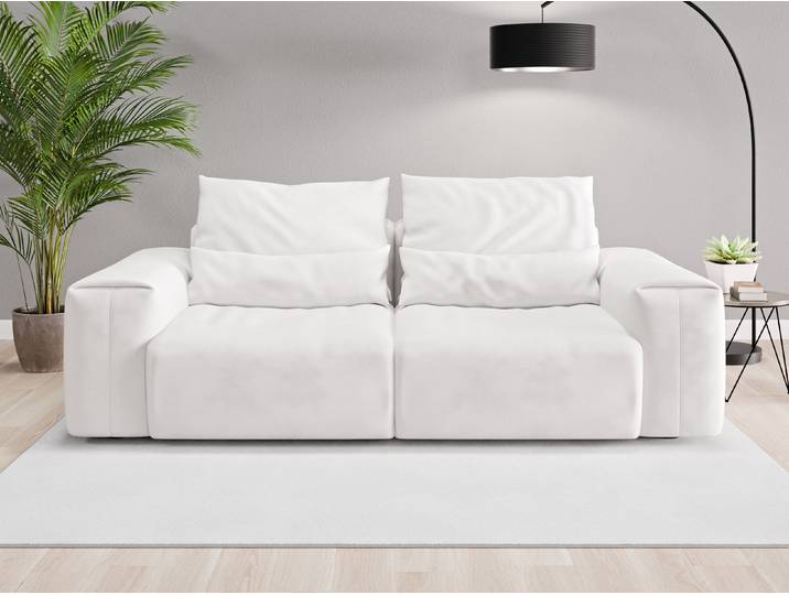 Einzelsofa Denver - Weiß (Cremeweiß) - Vintage Velours