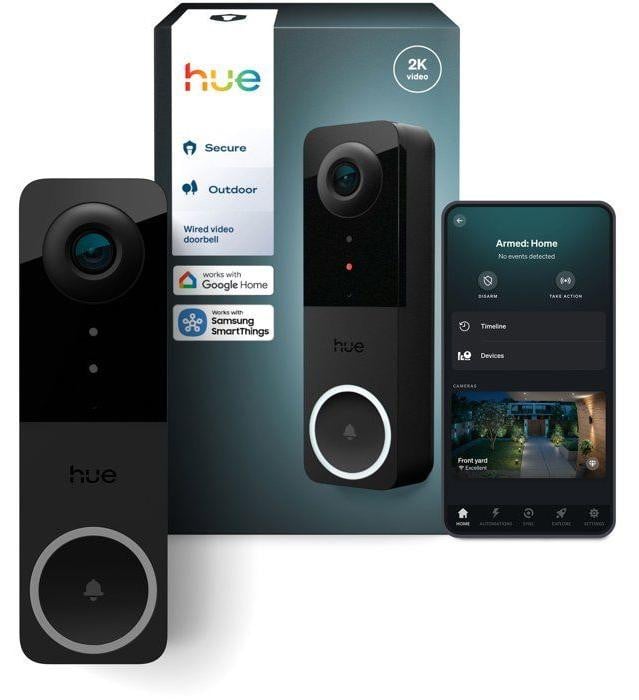 Philips Hue Wired Connected Video Doorbell - 2K - Two-Way Talk - Outdoor