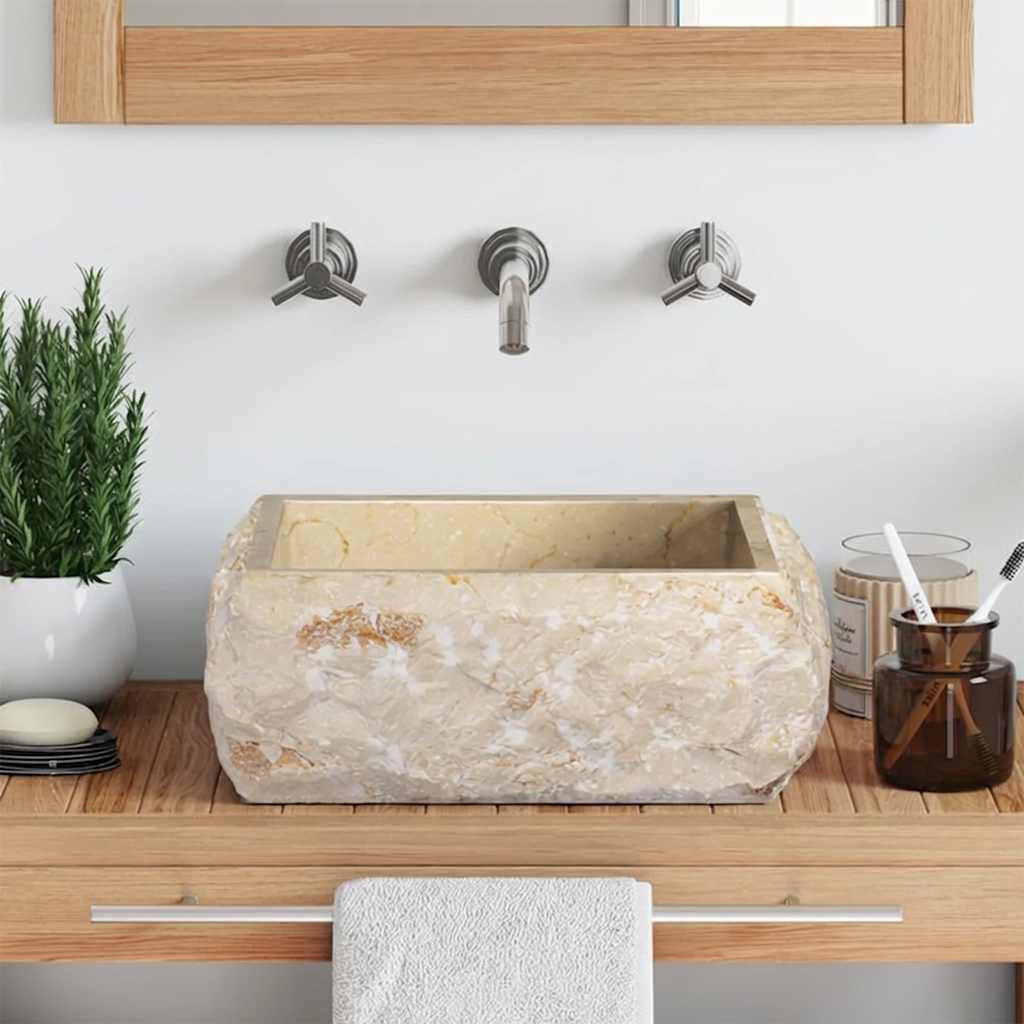 Borough Wharf Traub 300 mm L x 300 mm W Marble Square Sink Cream 300mm W