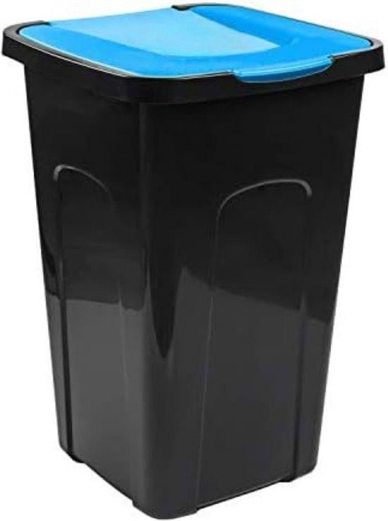 Zwarte plastic afvalbak van 50 liter