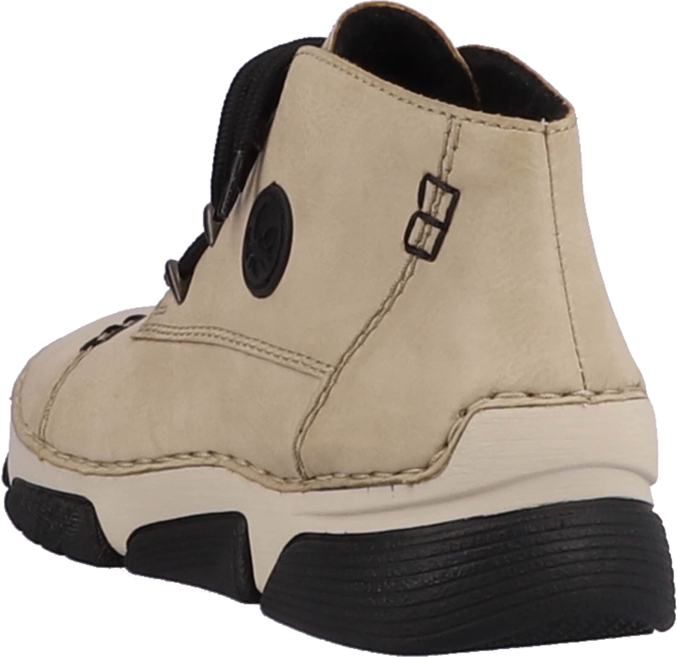 Schnürboots RIEKER, Damen, Gr. 37, Textil, beige, Lederimitat, Schuhe Schnürboots, mit Ziersteppung beige 37, Textil