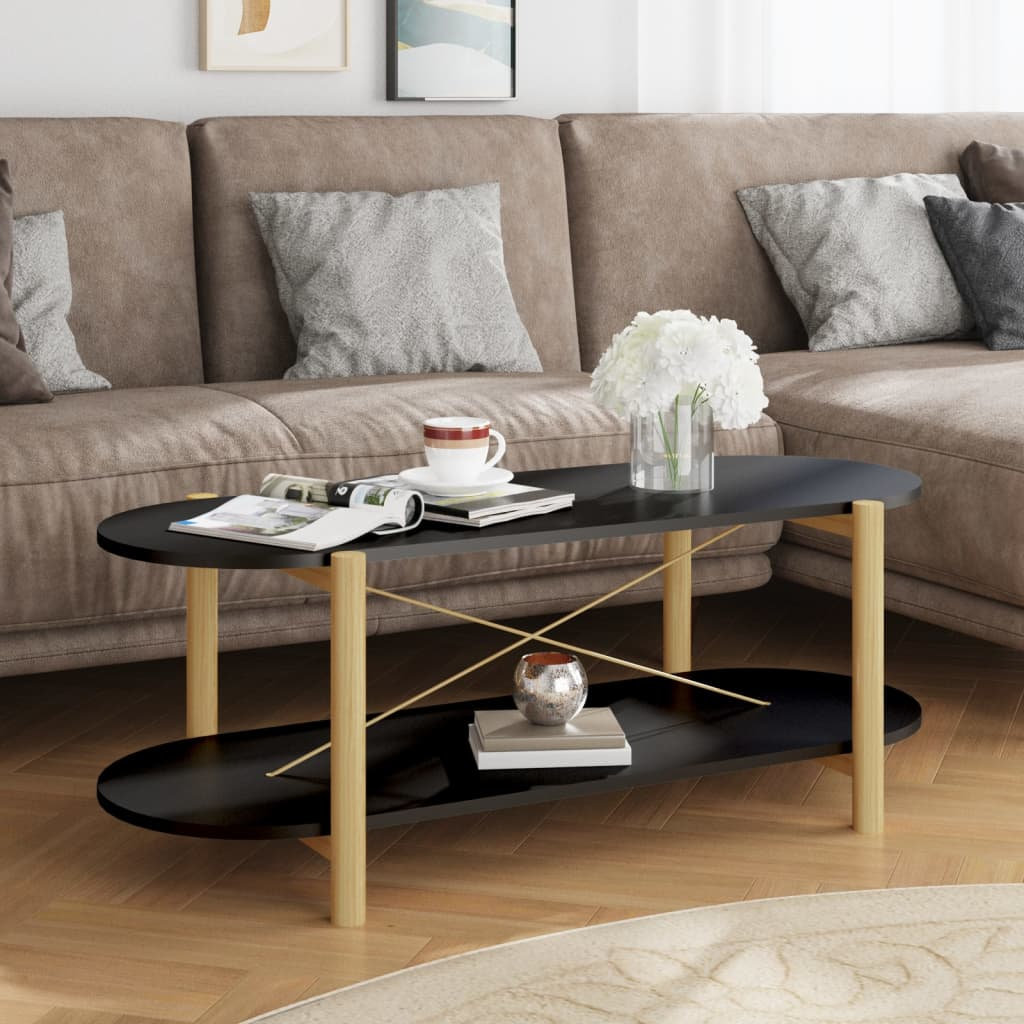 Latitude Run Leeani Four Leg Coffee Table with Storage Black