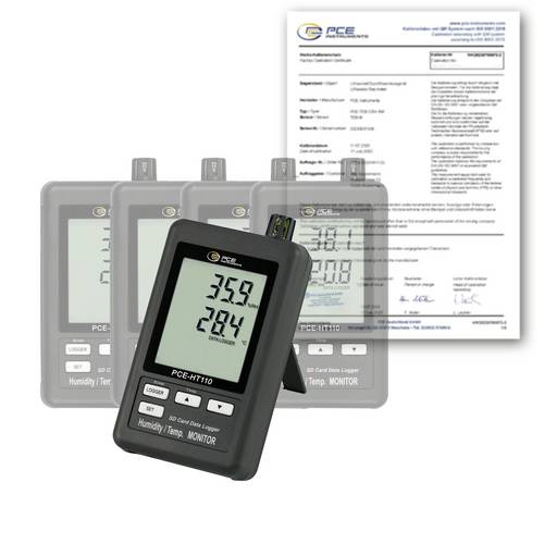 PCE Instruments PCE-HT110-5-ICA PCE-HT110-5-ICA Temperatur-Datenlogger kalibriert (ISO) Messgröße Temperatur, Luftfeuchtigkeit