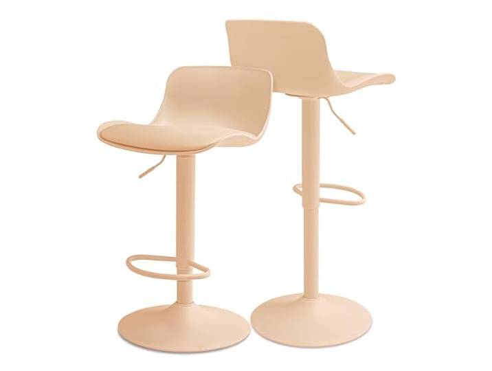 FRANKYSTAR Amsterdam Paar verstellbare Barhocker aus Stahl und PP mit Sitz aus PU (Taupe)