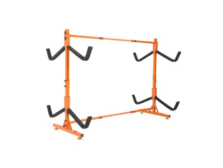 VEVOR Kayak Halterung Kajak Aufhänger 1260 x 1070 x 1375 mm, Freistehender Kajakständer 4 Kajaks 1230–1825 mm Breitenverstellbereich, Kajak Aufbewahrungsregal Robuste Kajak-Aufbewahrungshaken