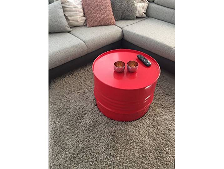 Srm-Design Fassmöbel Tisch Couchtisch Ölfass Beistelltisch mehrere Farben 45 cm hoch ø 57 cm Durchmesser (Rot)