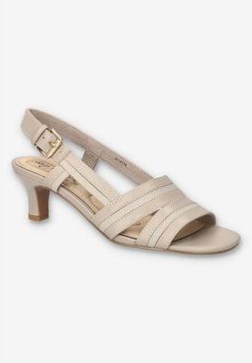 Women's Meghan Slingback Heeled Sandal by Easy Street in Mushroom Oatmeal (Size 12 M)