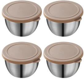 Uplift Treasures Stainless Steel Sauce Cup With Lid Portable Container gray 4pcs