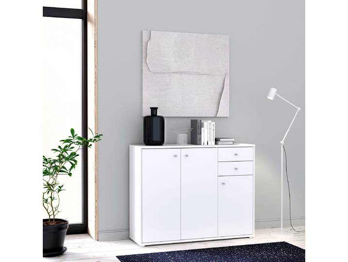 Commode A 109 x 86cm Blanc/Blanc