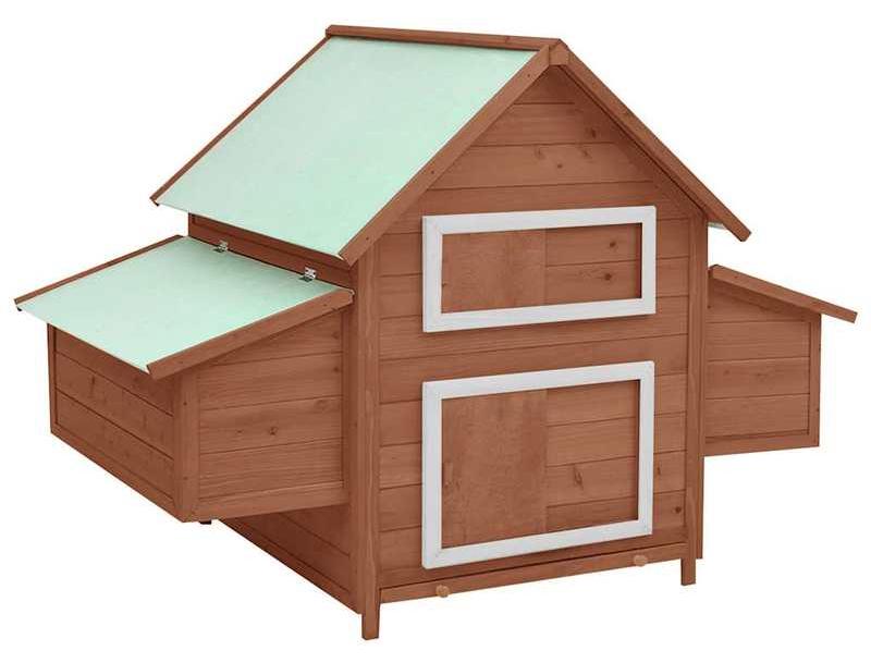 Hühnerstall - Tierstall - Hühnerhaus - Massives Fichtenholz - 150x96x110 cm - Rustikal