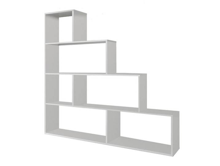 Calicosy Treppenregal 6 Fächer klum 29/145/145 cm, Weiß, 145x145x29 cm, Wohnzimmer, Regale, Bücherregale