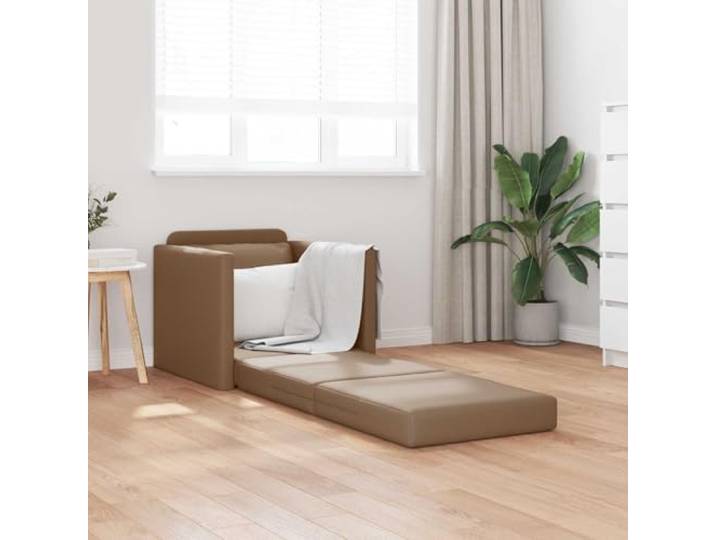 KTHLBRH Schlafsofa 60 cm Cappuccino Kunstleder Gestell aus Metall und Sperrholz, Bezug aus Kunstleder, waschbar, kann in ein Bett umgewandelt werden, vielseitig einsetzbar