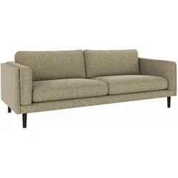 Sofa Braden 3-Sitzer aus Stoff, klassisch und bequem, Bezug Max Grün, Beine Eiche Braun