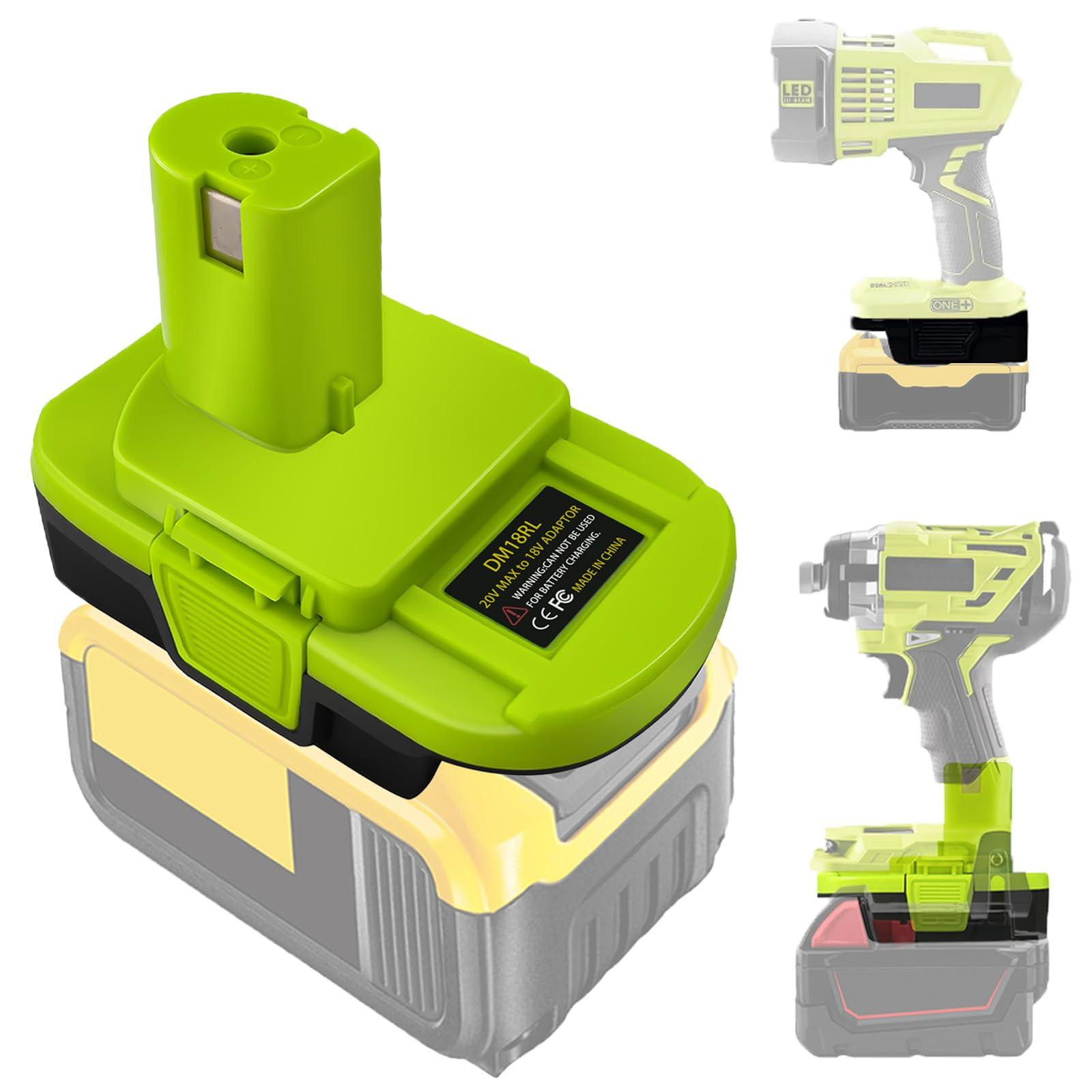 Dripio Adapter van Dewalt/Milwaukee 18V naar Ryobi 18V met 5V 2,1A USB-poort