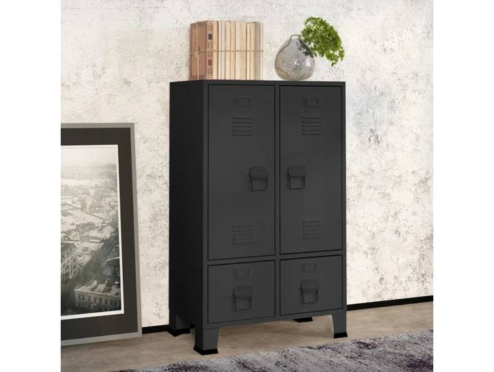 vidaXL Kleiderschrank Kleiderschrank Industrie-Stil Anthrazit 67x35x107 cm Stahl