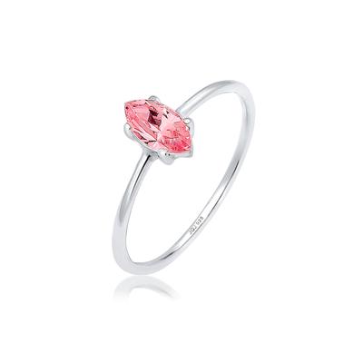 Verlobungsring ELLI "Ring Verlobung Marquise Zirkonia Stein 925 Silber" Gr. 58, rosa, Fingerringe, Damen, 58, Silber 925 (Sterlingsilber), Verlobungsring
