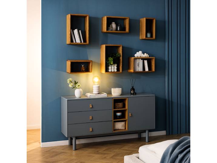 Sideboard 140 cm 140 x 75 x 40cm Grau/Blaugrau