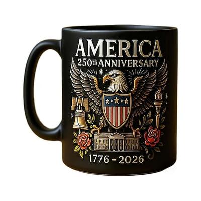 Tasse zum 250. Jahrestag der USA, 325 ml Keramik-Kaffeetasse feiert den 250. Jahrestag der Vereinigten Staaten, der Adler und die Flagge symbolisieren patriotische Dekoration, bedruckte Keramiktassen