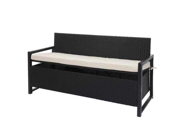 POLY-RATTAN 3ER SITZBANK Anthrazit, Cremeweiß