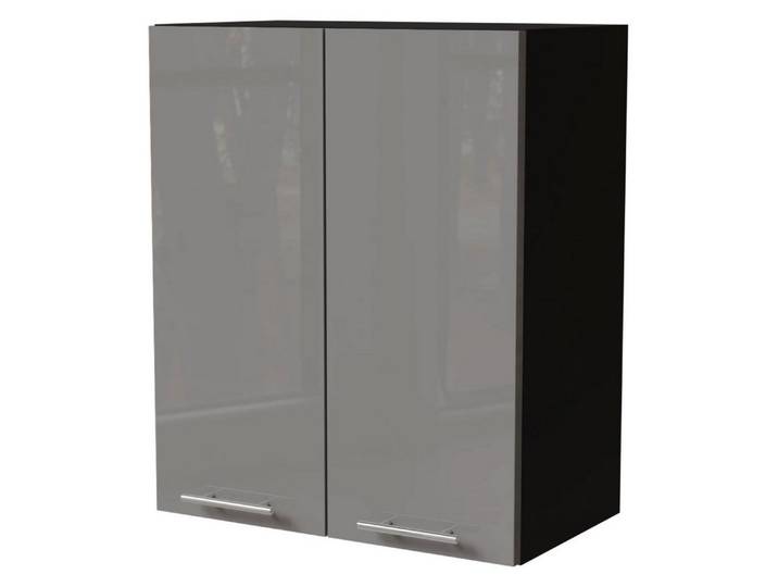 Feldmann-Wohnen Klapphängeschrank Essen (W3/60, 2-türig, 2 Einlegeböden, 1-St., Küchenhängeschrank) 60x32,5x72cm schwarz - grau Hochglanz (ES-W3/60)