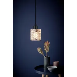 Nordlux Pendelleuchte bernsteinfarbener Glasschirm Stoffkabel