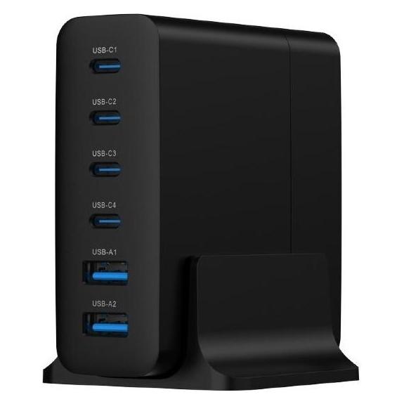 Gembird TA-UC-2A4C-PD75-01-BK (75 W, 6 Ports) (TA-UC-2A4C-PD75-01-BK)
