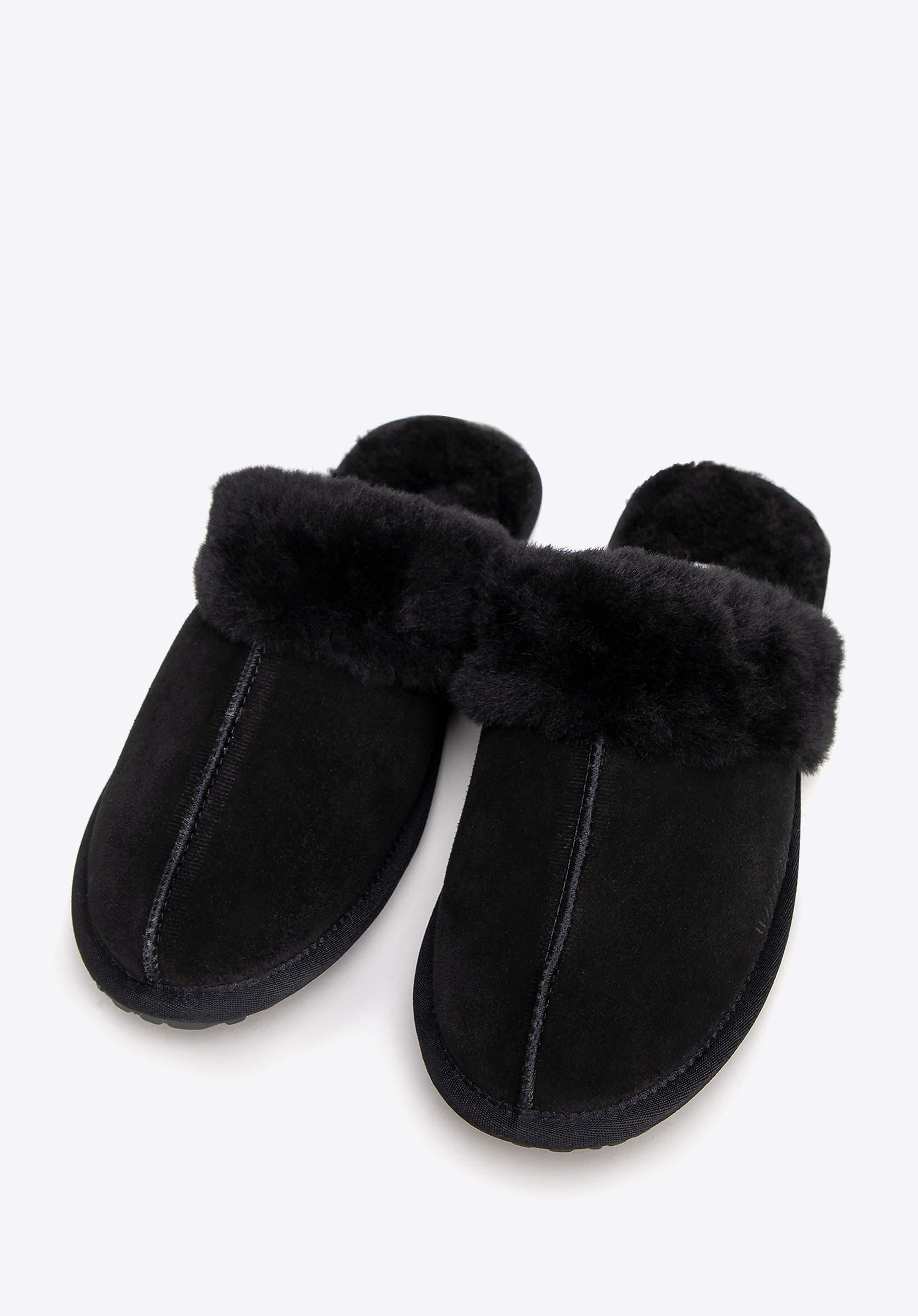 Wittchen Damen-Hausschuhe aus Wildleder, Schwarz