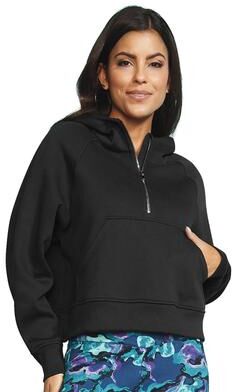 VEVO ACTIVE Athleisure Half Zip (Size 2X) Black, Cotton,Elastine,Polyester