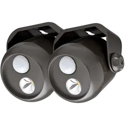 Mr. Beams Batterie-LED-Außenstrahler "MB312" Braun mit Bewegungsmelder 2er Pack