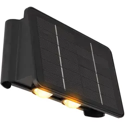 Solarlampe schwarz Außenleuchte Balkon Wandlampe modern Eckige Gartenlampe Akku Hauswand wetterfest, Kunststoff, 1x LED 40lm 3000K, LxBxH 17x10,8x6,4 cm