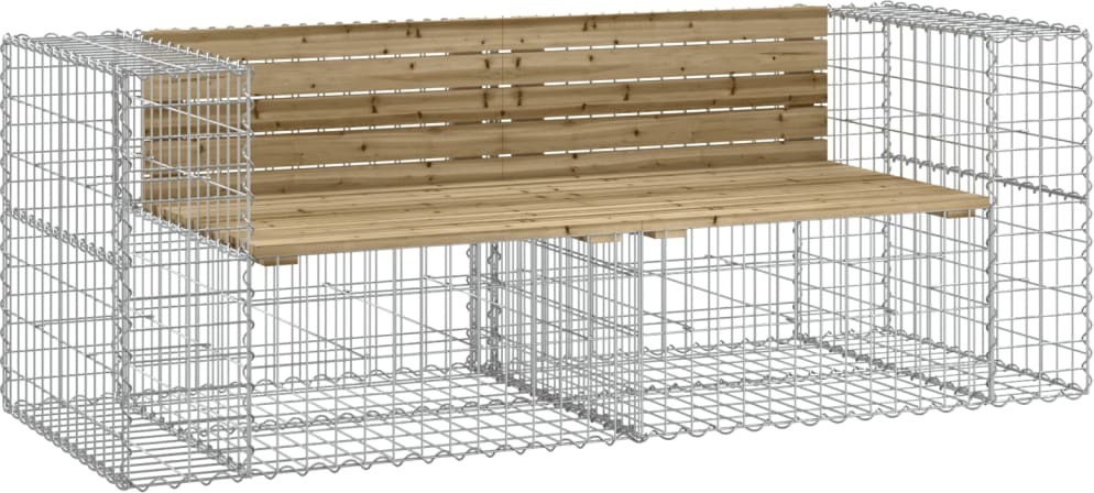 Gartenbank aus Gabionen 184x71x65,5 cm Kiefernholz Imprägniert